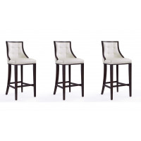 Manhattan Comfort 3-BS007-PW Fifth Avenue 45 in. Pearl White and Walnut Beech Wood Bar Stool (Set of 3)